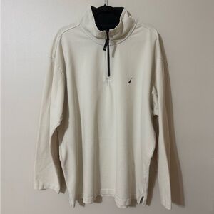 Nautica 1/4 Zip Pullover Sweatshirt Mens XXL Beige 100% Cotton, perfect condit.